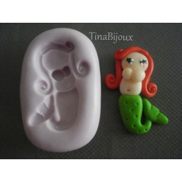 Stampino in silicone per Fimo " LA SIRENETTA ARIEL" 3,4cm