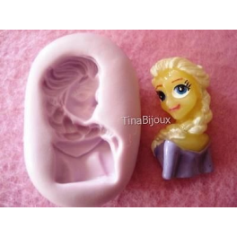 Stampino in silicone per Fimo "PRINCIPESSA ELSA FROZEN" da 3,2cm