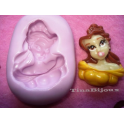 Stampino in silicone per Fimo "PRINCIPESSA BELLE (2)"da 3,5cm