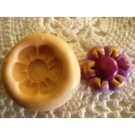 Stampino in silicone per fimo""FIORE CON CUORE (2 )"circa 2,6cm